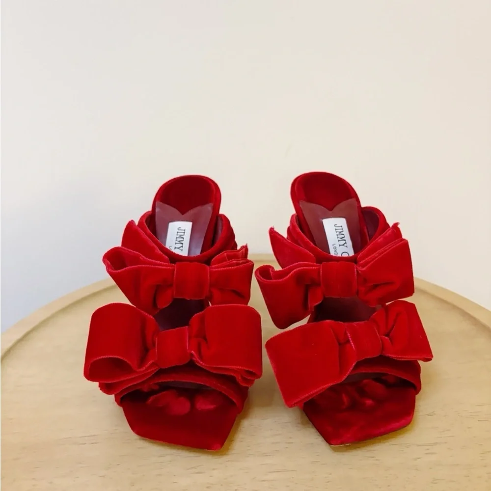 Jimmy Choo Flaca 100mm Velvet Bow Heels